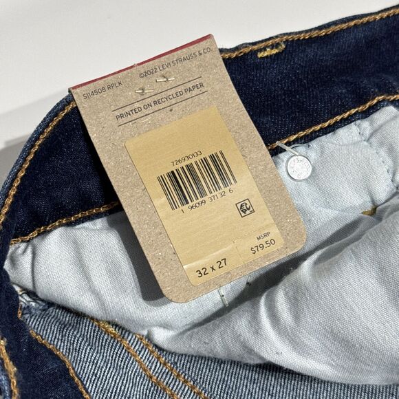 NWT $79.50 Levi's Ribcage Straight Ankle Distressed Dark Wash Jeans Women 32x27 - Picture 11 of 15